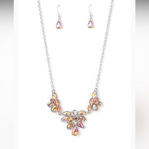 Paparazzi Iridescent Orange and Coral Silver Necklace